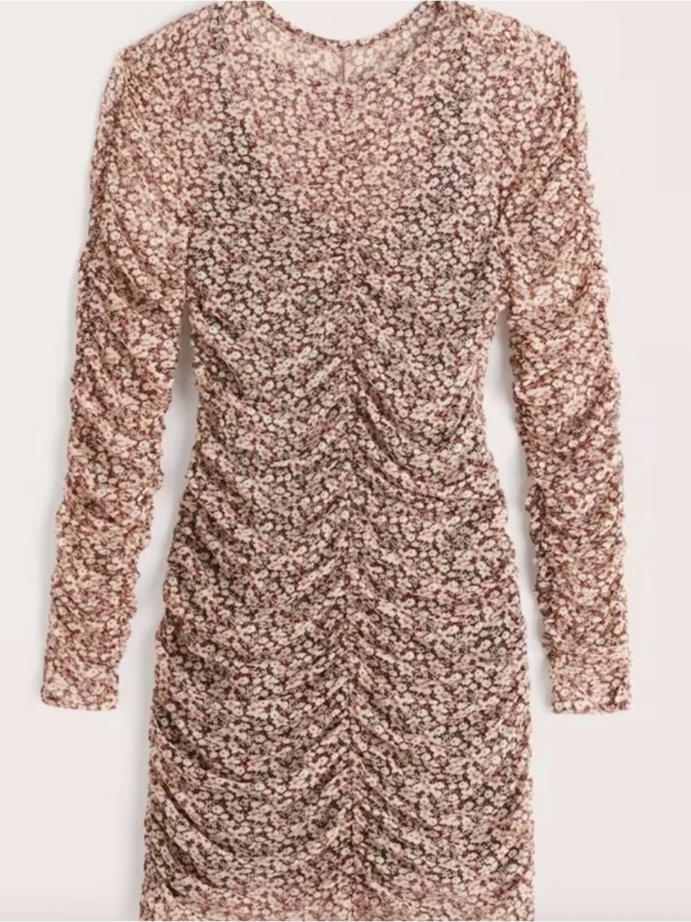 Abercrombie Floral Ruched Long Sleeve Midi Dress